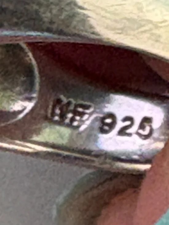 Vintage Sterling Silver Cabochon Onyx and Multi-Stone Inlay Ring. SZ 6.75 - Picture 13 of 17